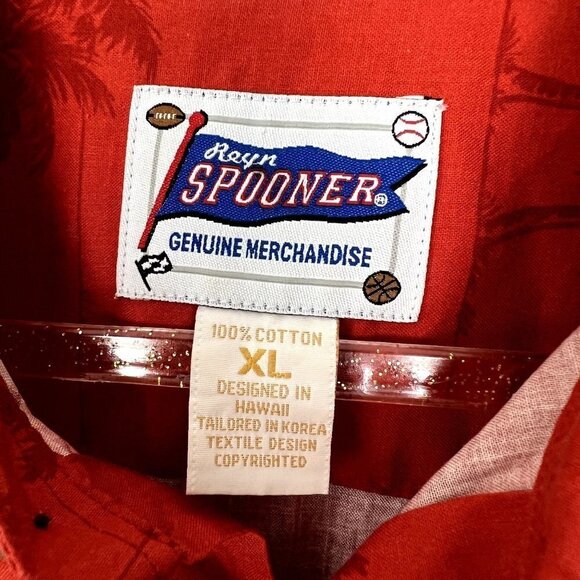 Reyn Spooner Hawaii Mens XL Orange Palm Tree Button Down Aloha Shirt - Picture 5 of 8